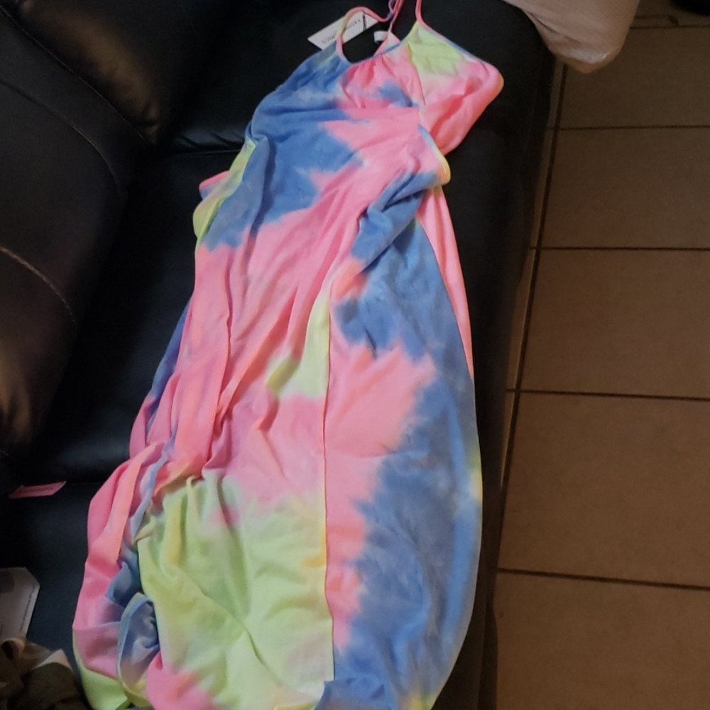 Cotton candy tie and dye long summer dress